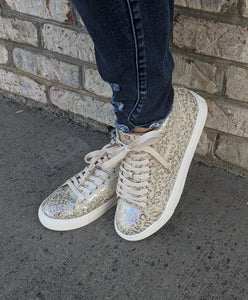 Corkys Imagine High Top Sneaker - Metallic Cream Leopard