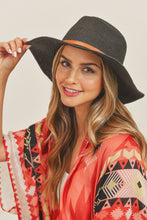 Load image into Gallery viewer, Fedora Straw Hat - Black

